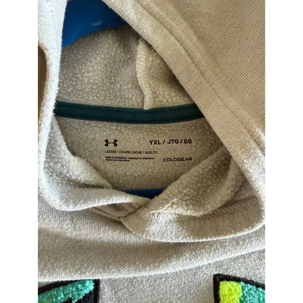 Under Armour Youth XL ColdGear Hoodie - Two-Tone Gray & Teal - Camo Big Logo